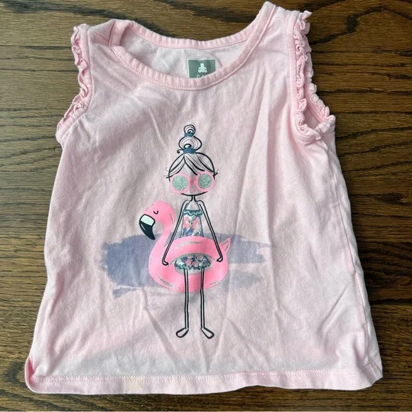 🍭6/$30 Gap Sleeveless Flamingo Summer Graphic Tee Tank for Toddler Girl 3T - Picture 1 of 4